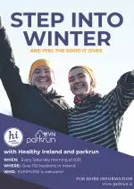 Healthy Ireland & Parkrun Step into Winter programme poster (two women in exercise clothes advertising the programme)