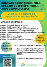 Poster advertising the Offaly County Council Community & Voluntary Group Awards 2026 (gaeilge)