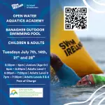 poster for Swim Ireland & Offaly Sports Partnership - open water academy, July - dates and booking details