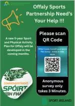 Co Offaly Sports Plan - adult & older adult survey request - QR code